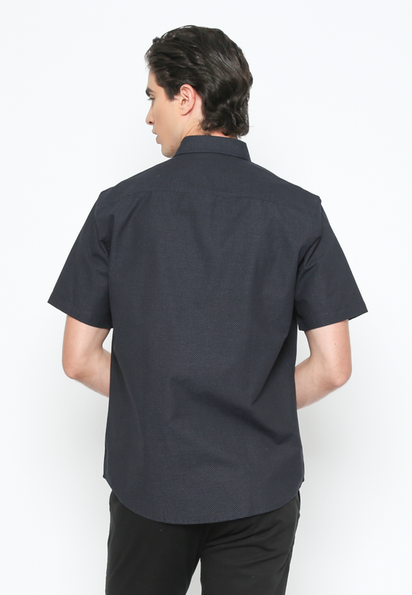 Men's Navy Short Sleeve Plain Shirt