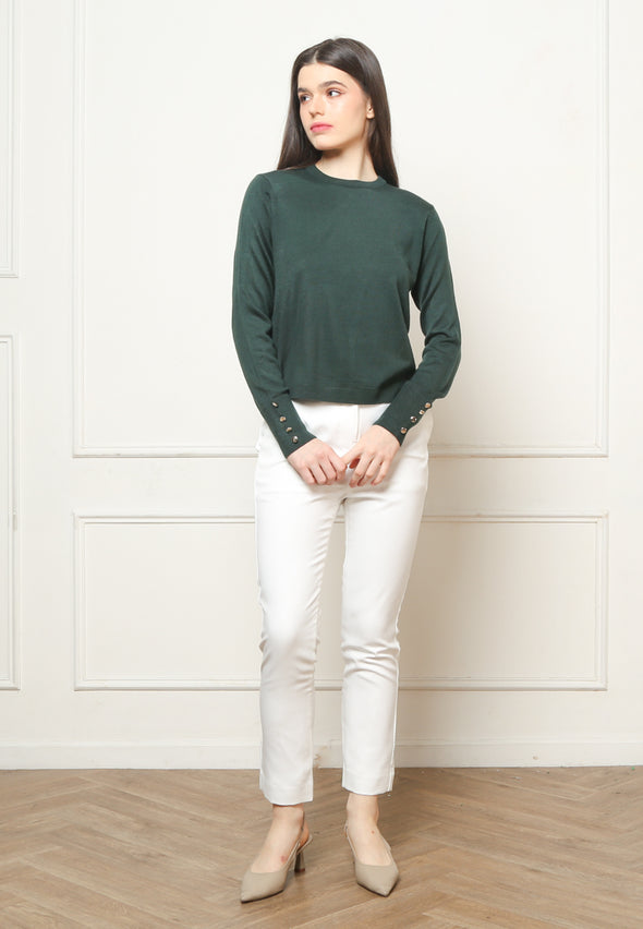 Women's Plain Green Sweatshirt