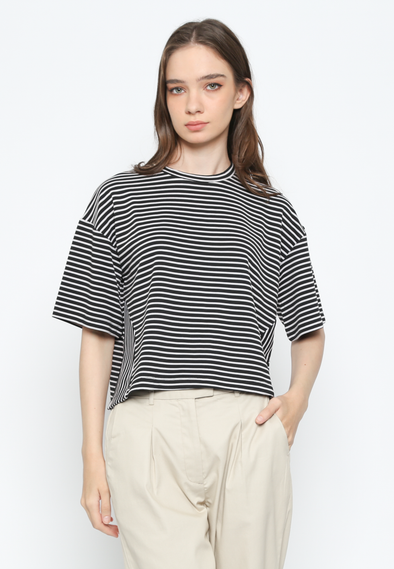 Oversize Knit T-Shirt With Stripes For Women