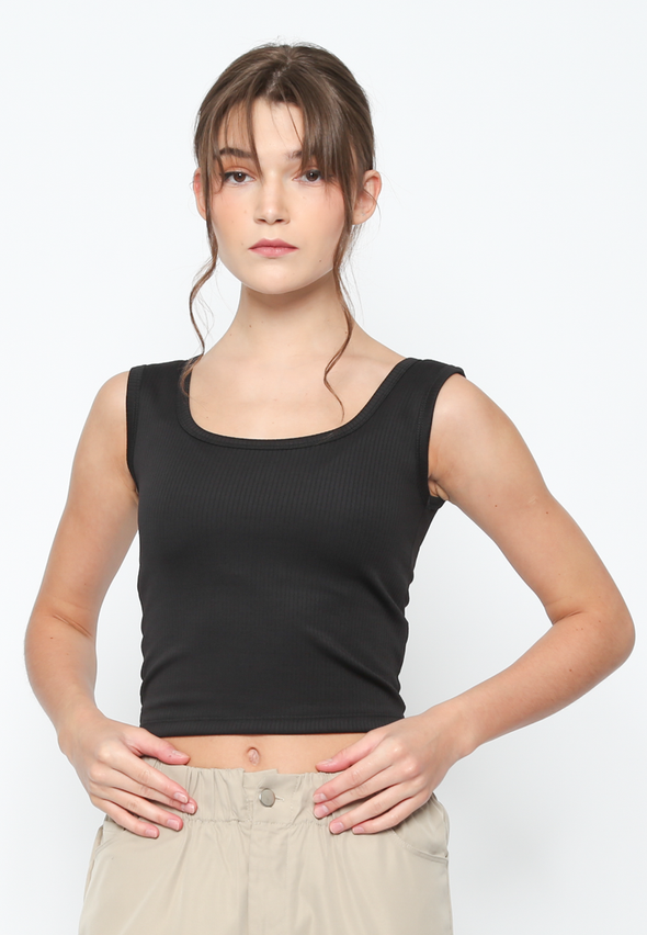 Women'S Black Square Tank Top