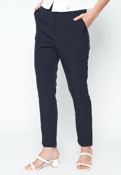 Women'S Blue Tapered Cut Slim Pants