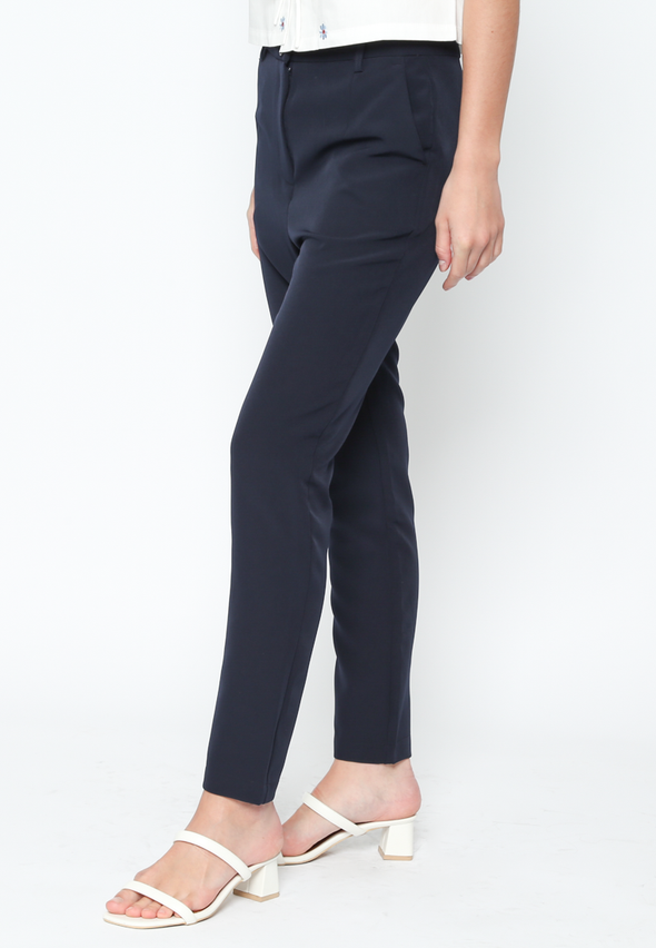 Women'S Blue Tapered Cut Slim Pants