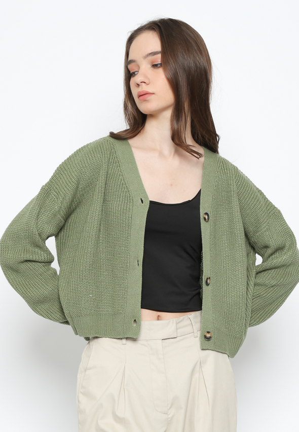 Women'S Green Cardigan