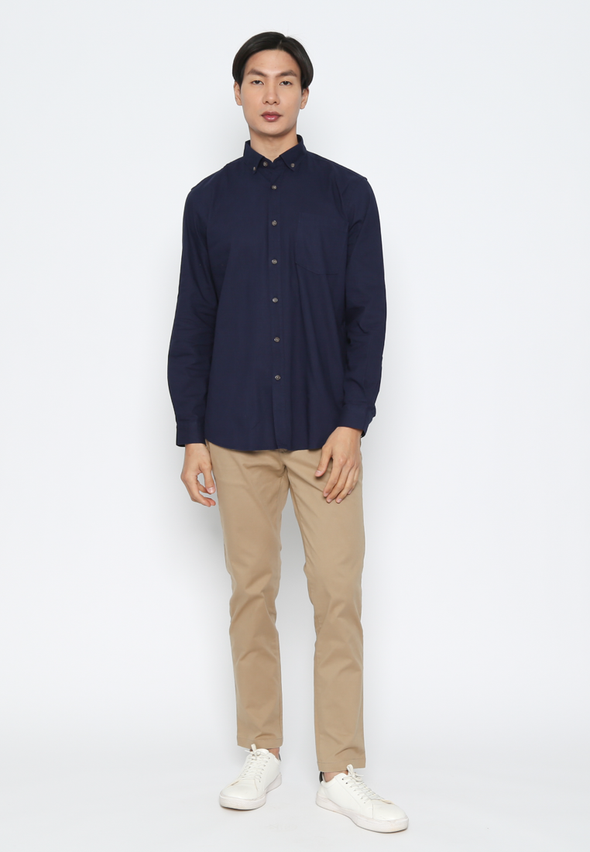 Dark Blue Men's Long Sleeve Shirt