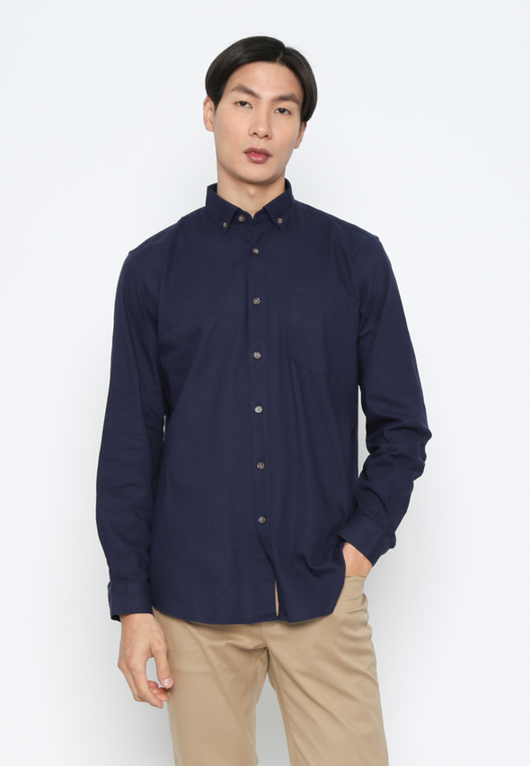 Dark Blue Men's Long Sleeve Shirt