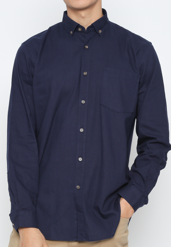 Dark Blue Men's Long Sleeve Shirt