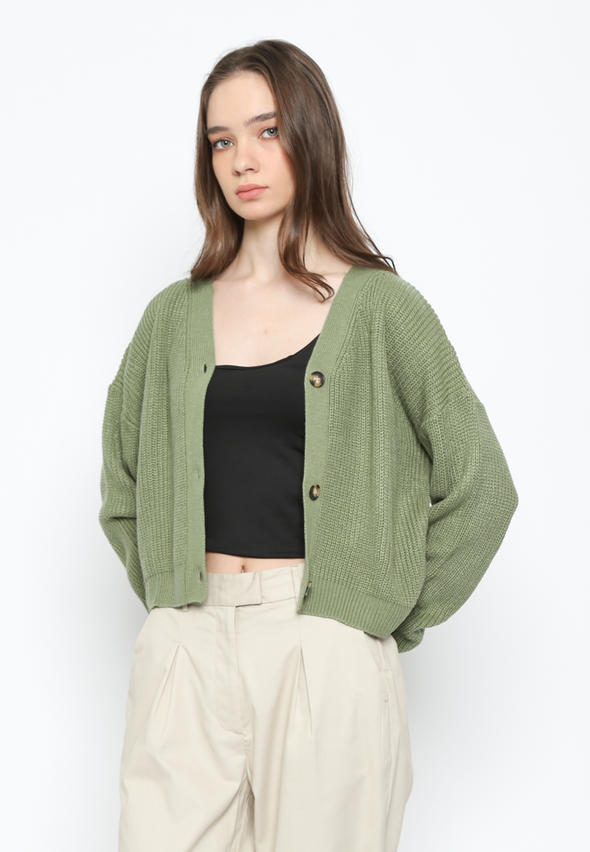 Women'S Green Cardigan