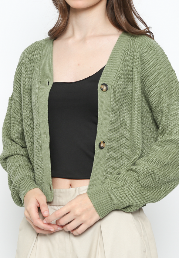 Women'S Green Cardigan