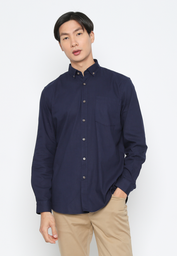 Dark Blue Men's Long Sleeve Shirt