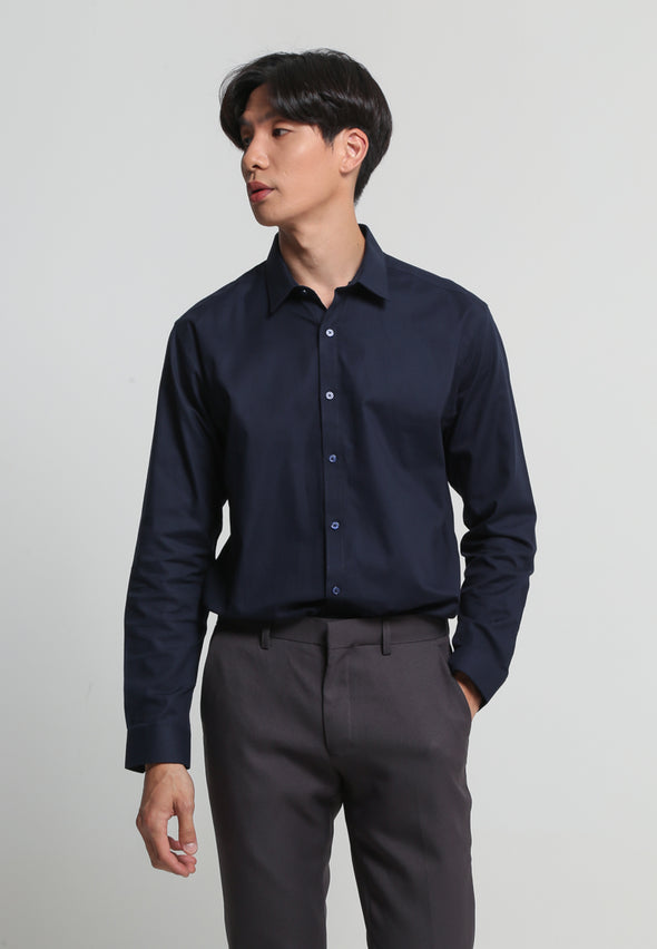 Navy Slim Fit Button-Down Shirt