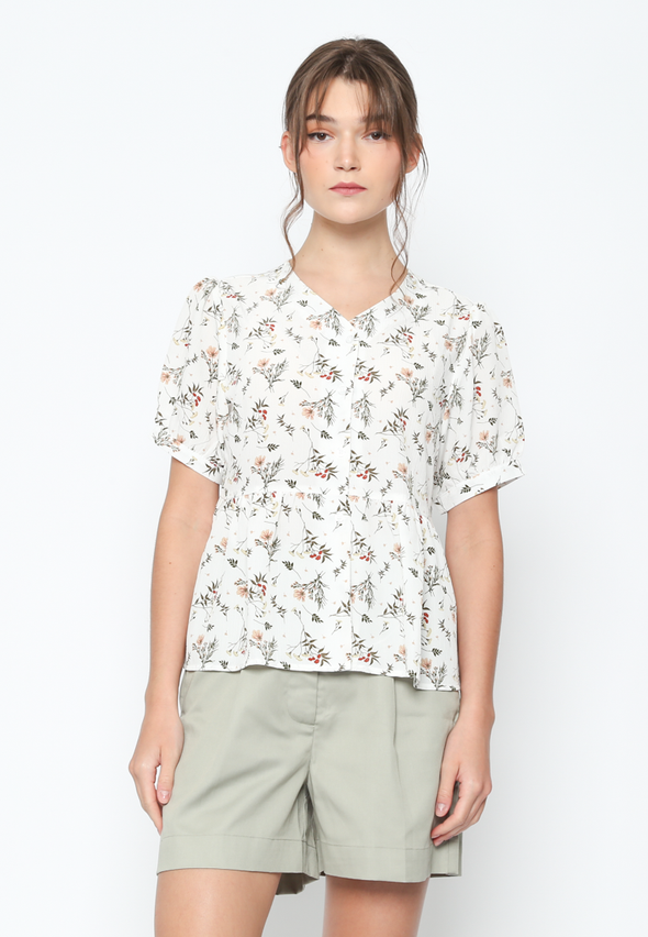 Women's Floral Short Sleeve Blouse