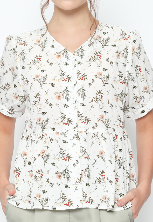 Women's Floral Short Sleeve Blouse