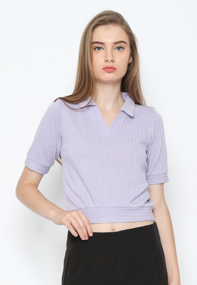 Women'S Lilac Purple Short Sleeved Knit Polo