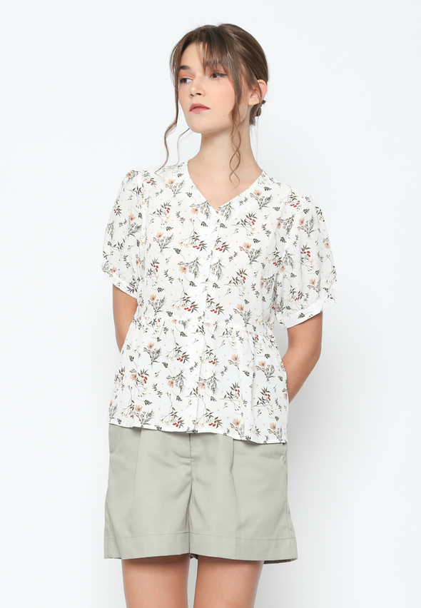 Women's Floral Short Sleeve Blouse