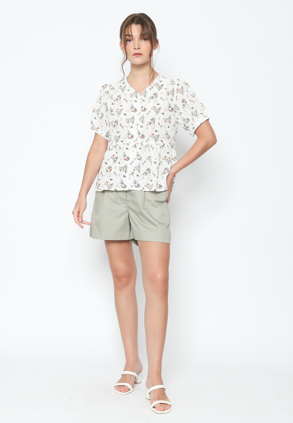 Women's Floral Short Sleeve Blouse