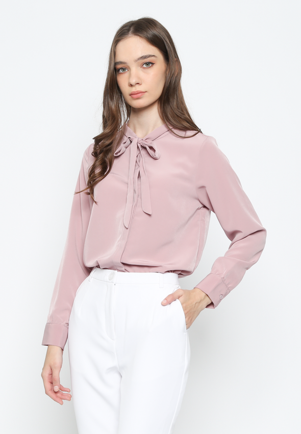 Women'S Pink Bow-Tie Shirt