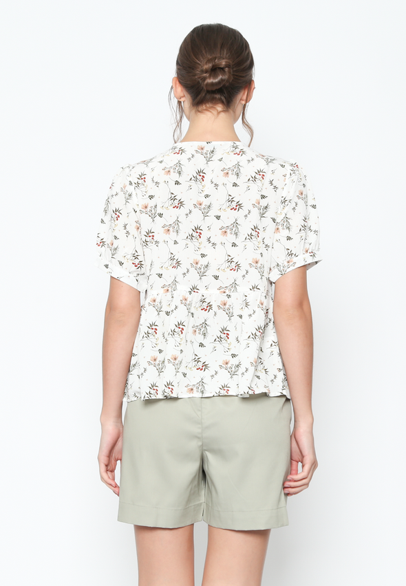 Women's Floral Short Sleeve Blouse