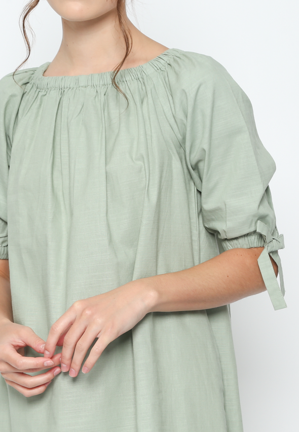 Women's Plain Green Midi Dress