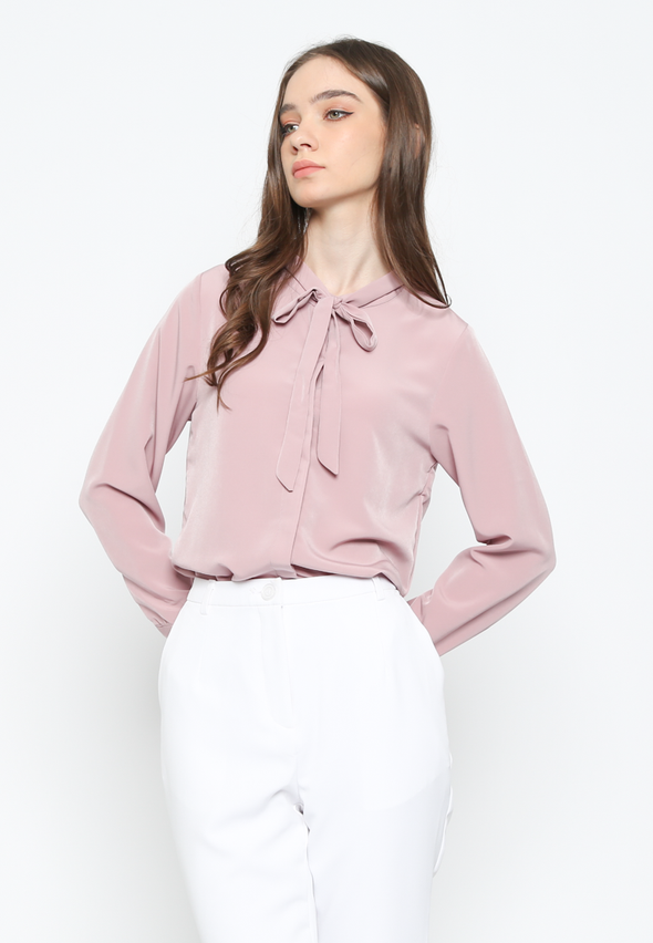 Women'S Pink Bow-Tie Shirt