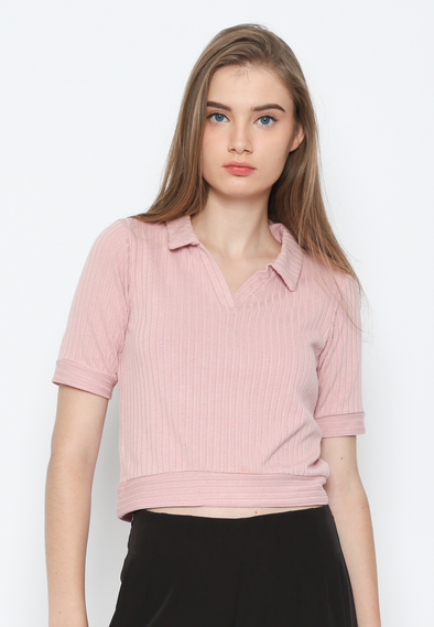 Women'S Soft Pink Short Sleeve Knit Polo