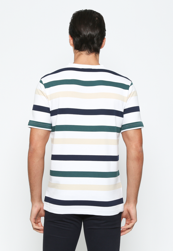 Men's White Striped Short Sleeve T-Shirt