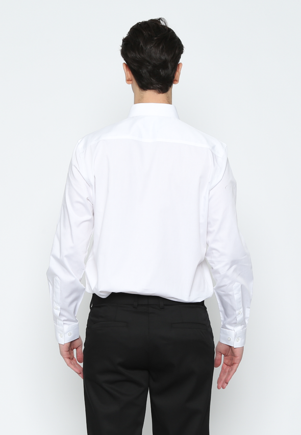 Men's White Texture Long Sleeve Regular Fit Shirt