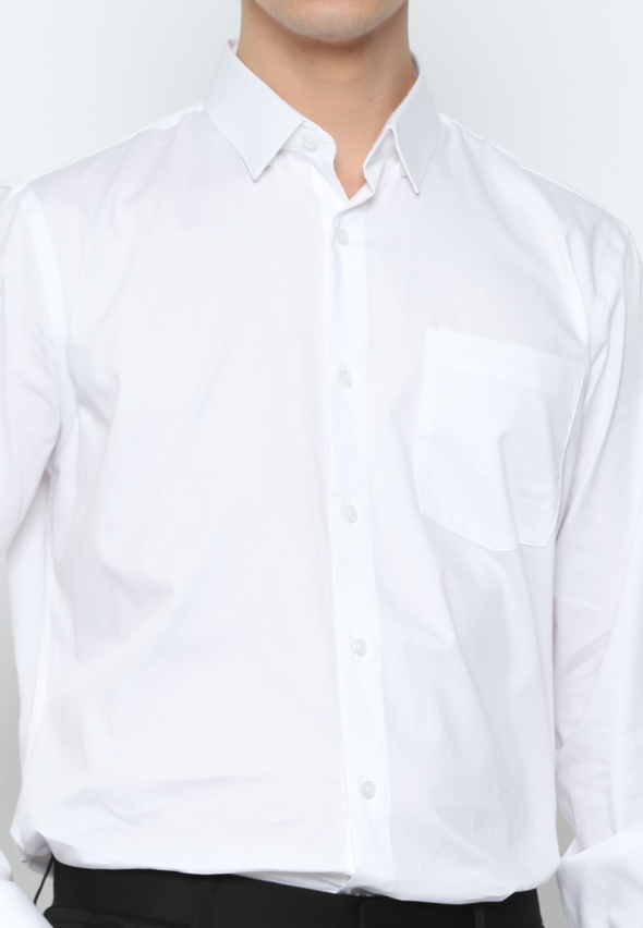 Men's White Texture Long Sleeve Regular Fit Shirt