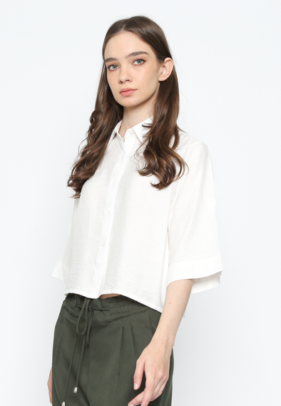 Off White Boxy Shirt Women'S White