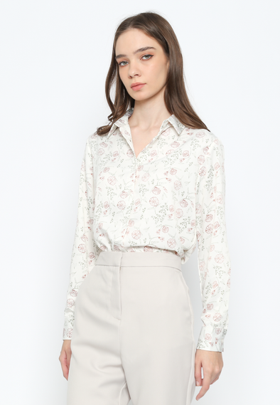 Women's Casual Long Sleeve Blouse with Motif