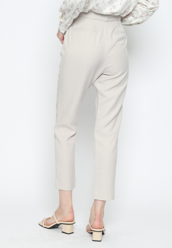 Cream Slim Tapered Pants