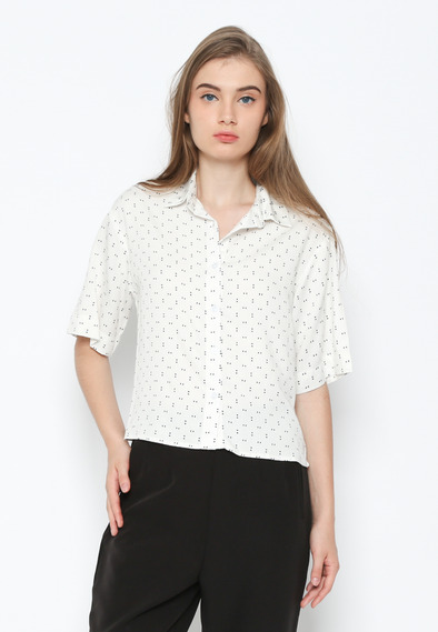 White Short Sleeve Shirt With Women'S Motif