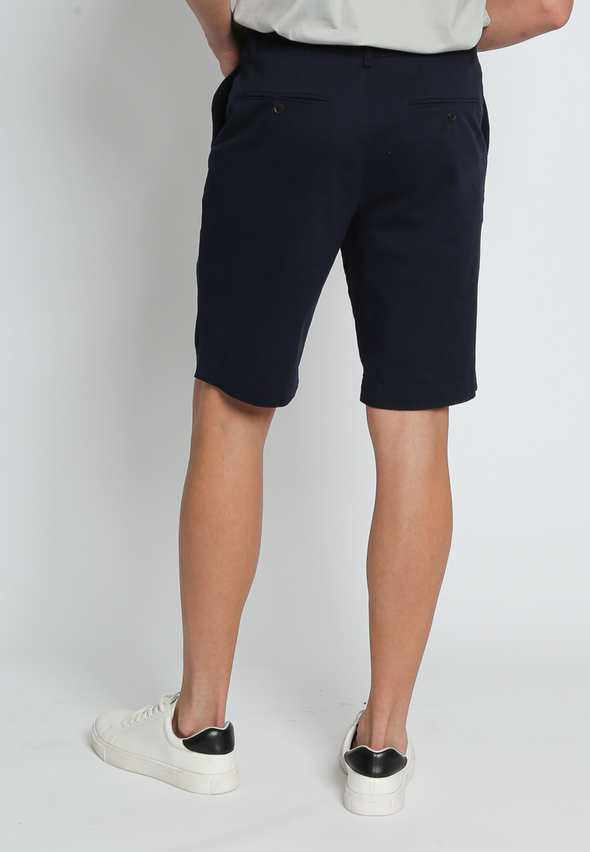 Navy Cotton Spandex Bermuda Shorts