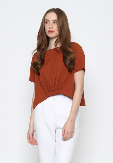Terracotta Short-sleeved Women's Blouse