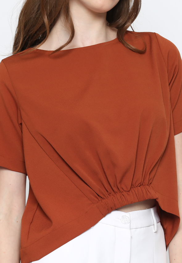 Terracotta Short-sleeved Women's Blouse
