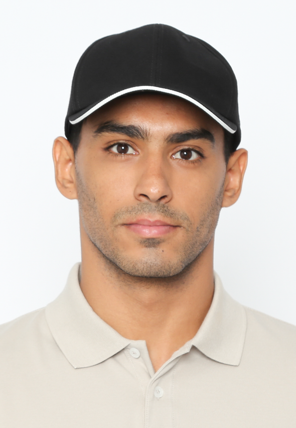 Men's Plain Black Cap with Reflective White