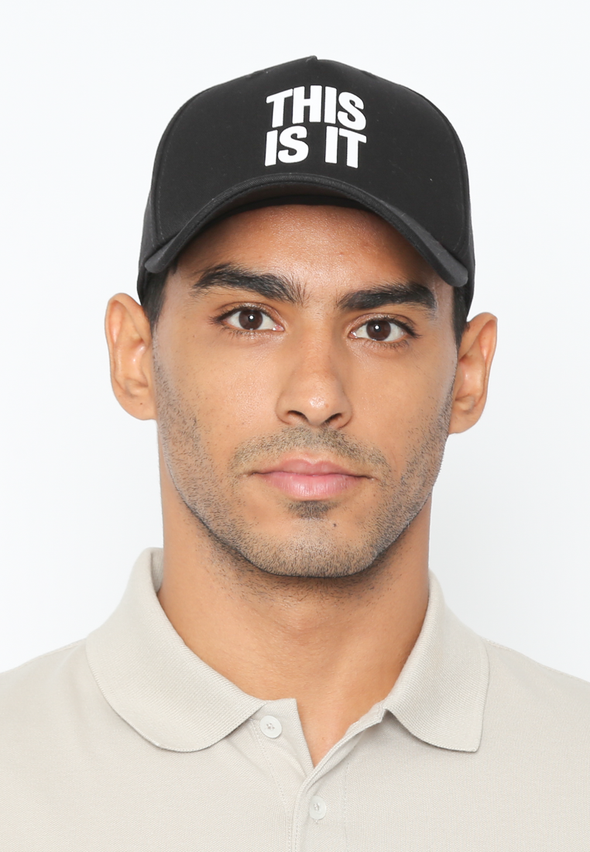 Men's Black Cap with 'THIS IS IT' Embroidery