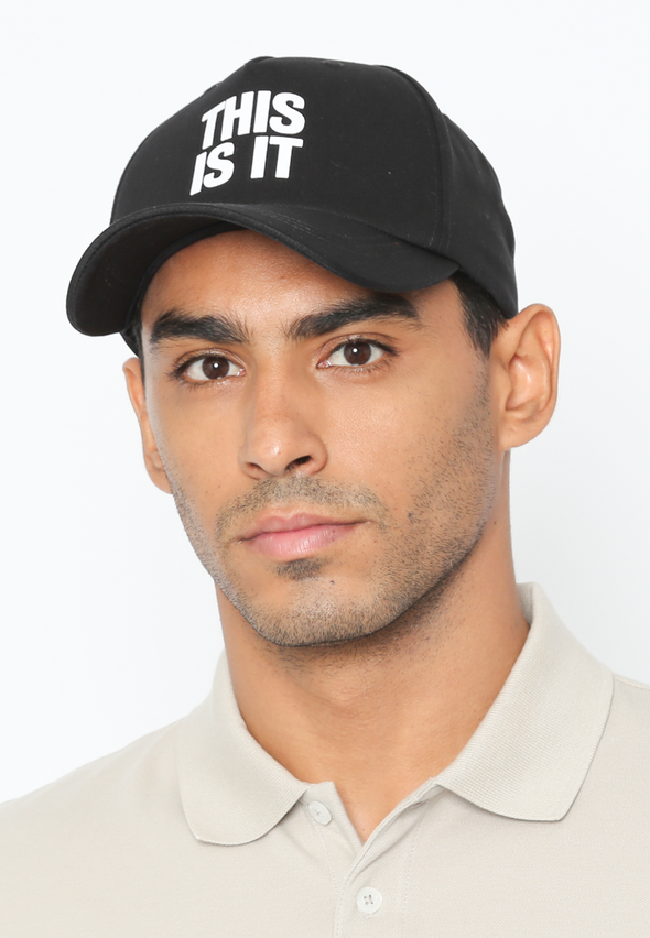 Men's Black Cap with 'THIS IS IT' Embroidery