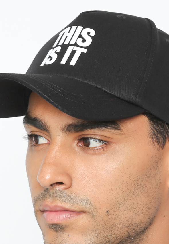 Men's Black Cap with 'THIS IS IT' Embroidery