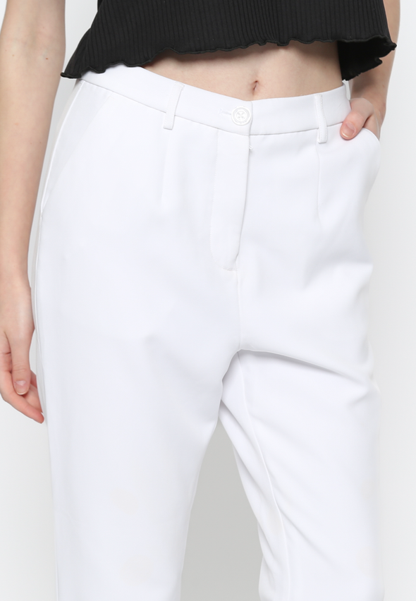 White Slim Fit Woman's Long Pants