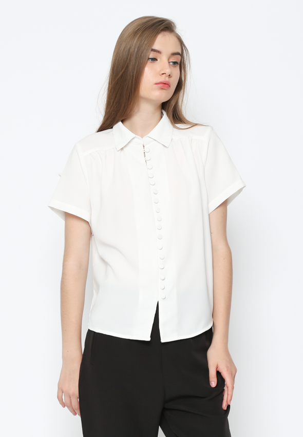 Women'S White Short Sleeve Shirt