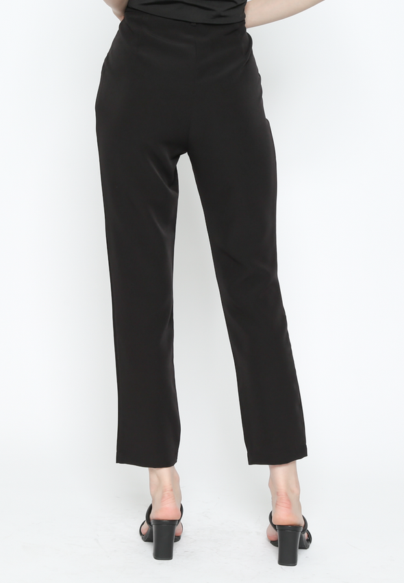 Women's Black Mid Waist Long Pants