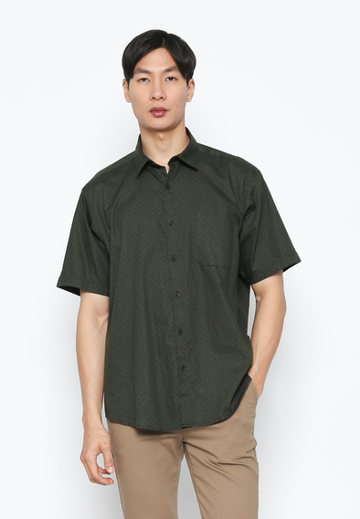 Green Men's Short Sleeve Collared Shirt