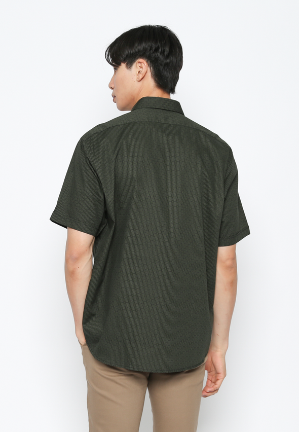Green Men's Short Sleeve Collared Shirt