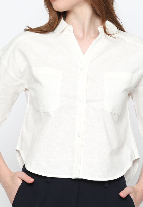 Women's Off-White 3/4 Sleeve Shirt