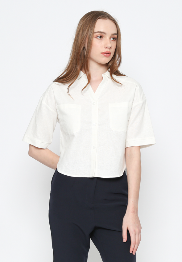 Women's Off-White 3/4 Sleeve Shirt