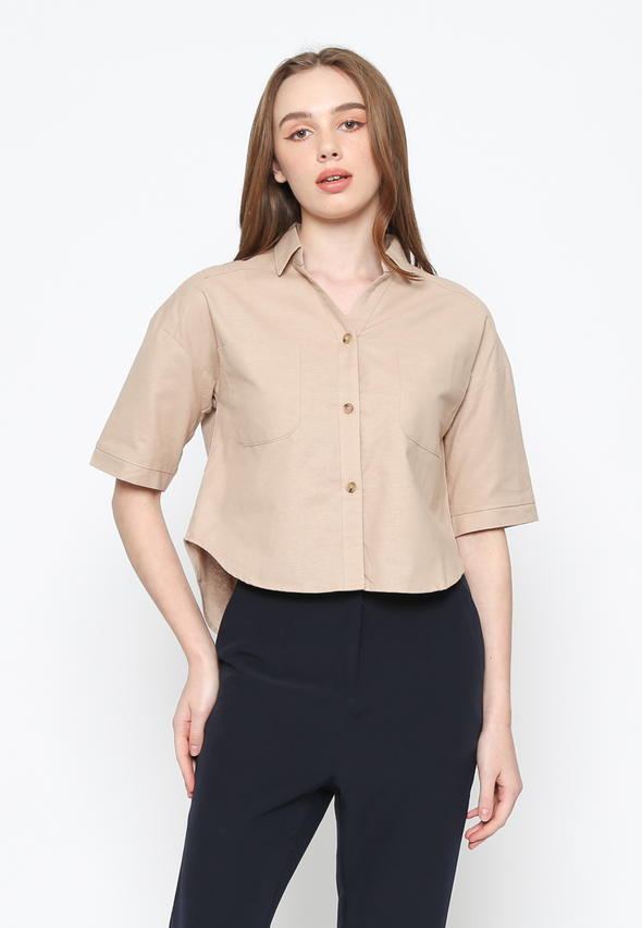 Women's Cream 3/4 Sleeve Shirt