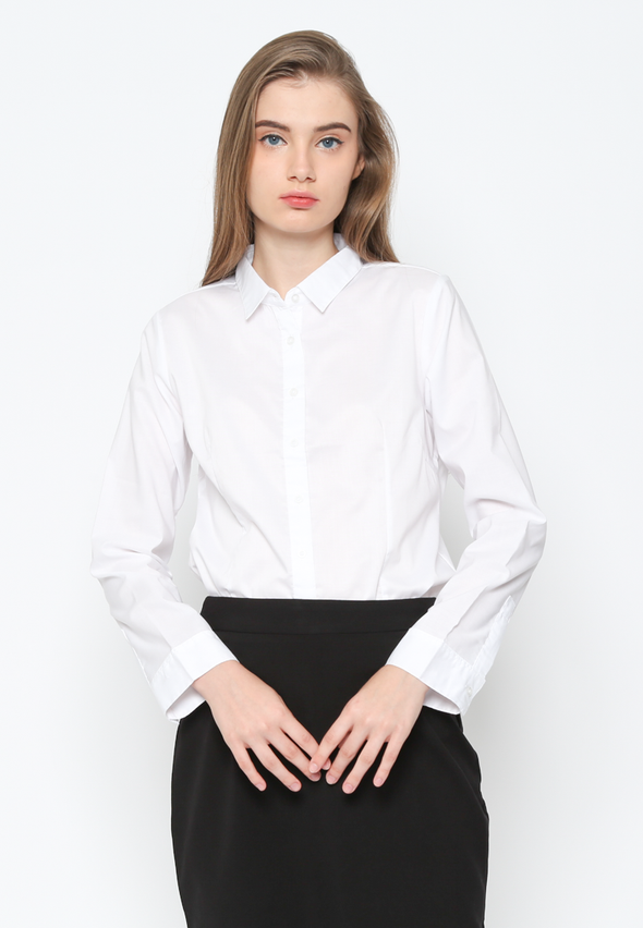 White Basic Long Sleeves Shirt