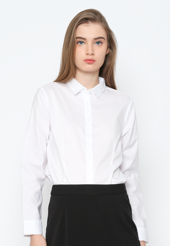 White Basic Long Sleeves Shirt