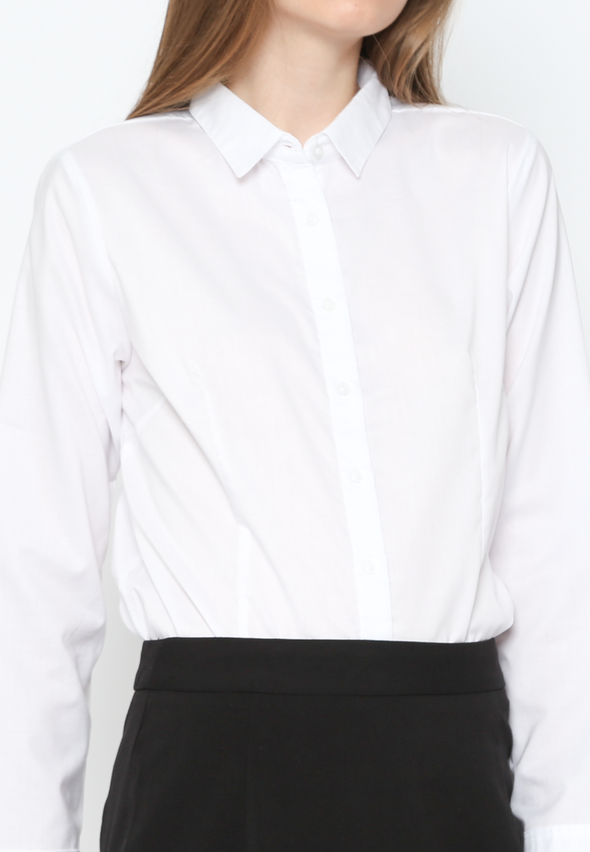 White Basic Long Sleeves Shirt