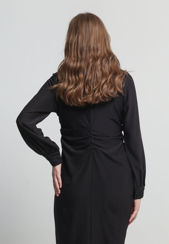 Black Ruched Waist Dress